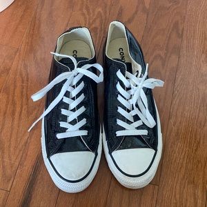 Black sparkly low top converse